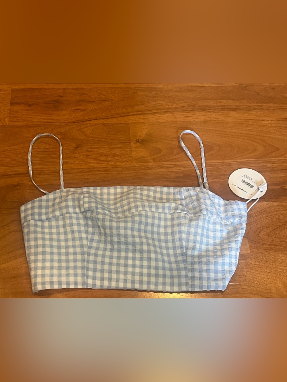 STAUD Federico Sky Gingham Tank - Size S - NWT